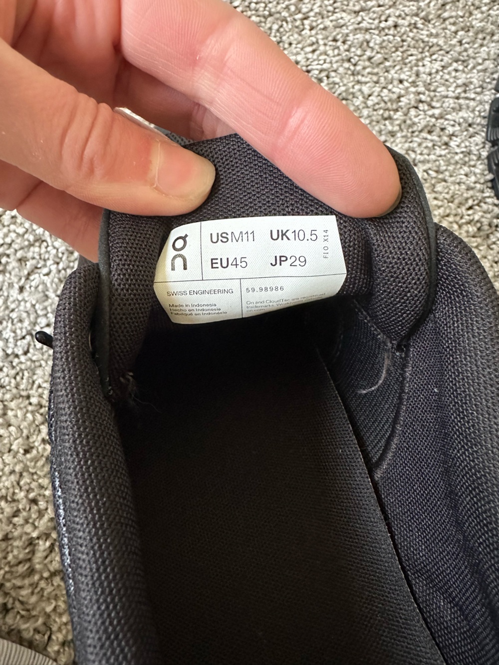 Men’s On Cloud 5 All Black Shoes Size 11 - Picture 6 of 9